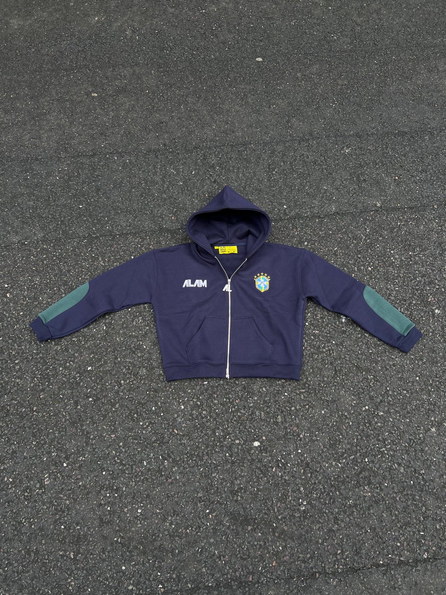 ALAM BRAZIL ZIP UP HOODIE NAVY