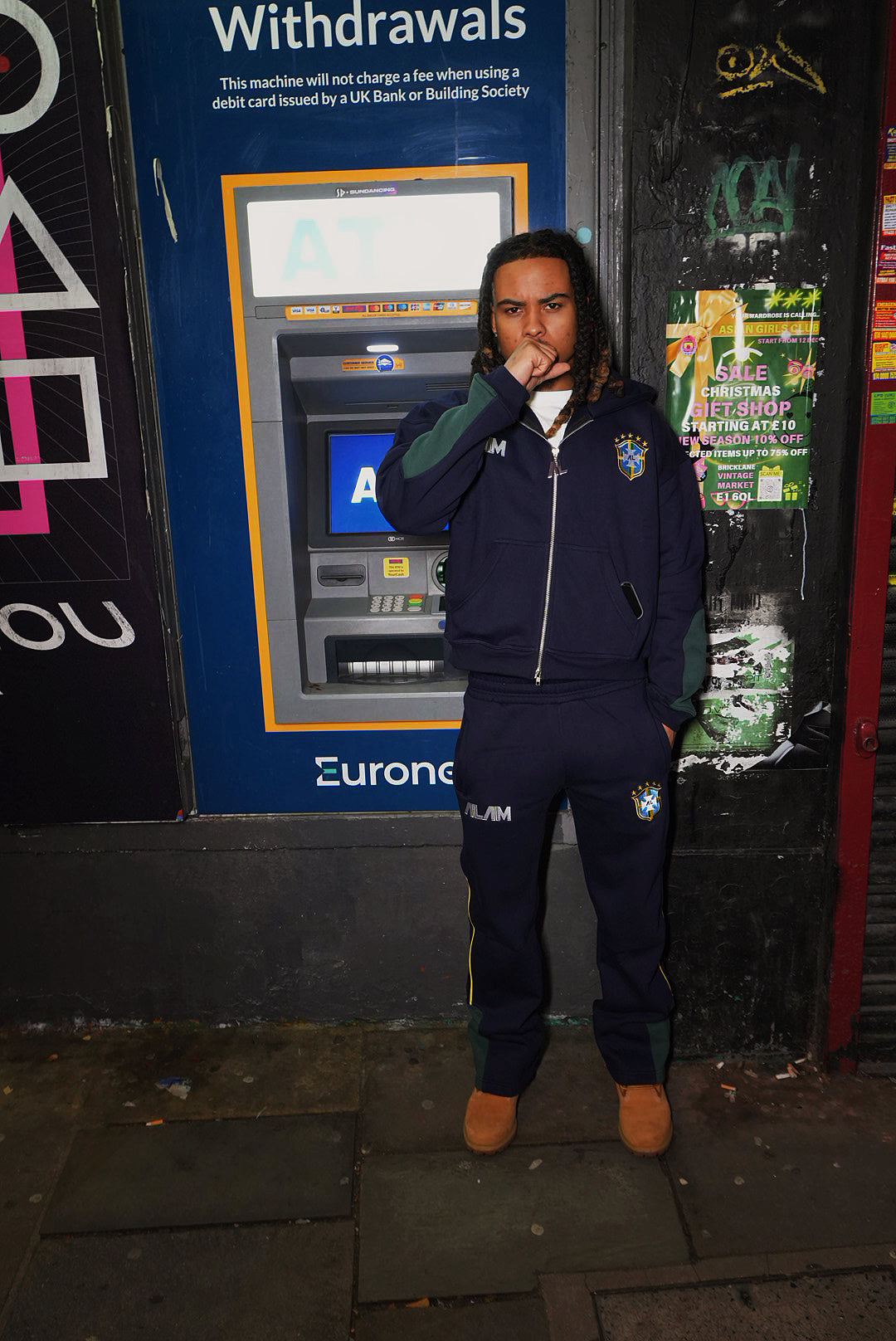 ALAM BRAZIL ZIP UP HOODIE NAVY