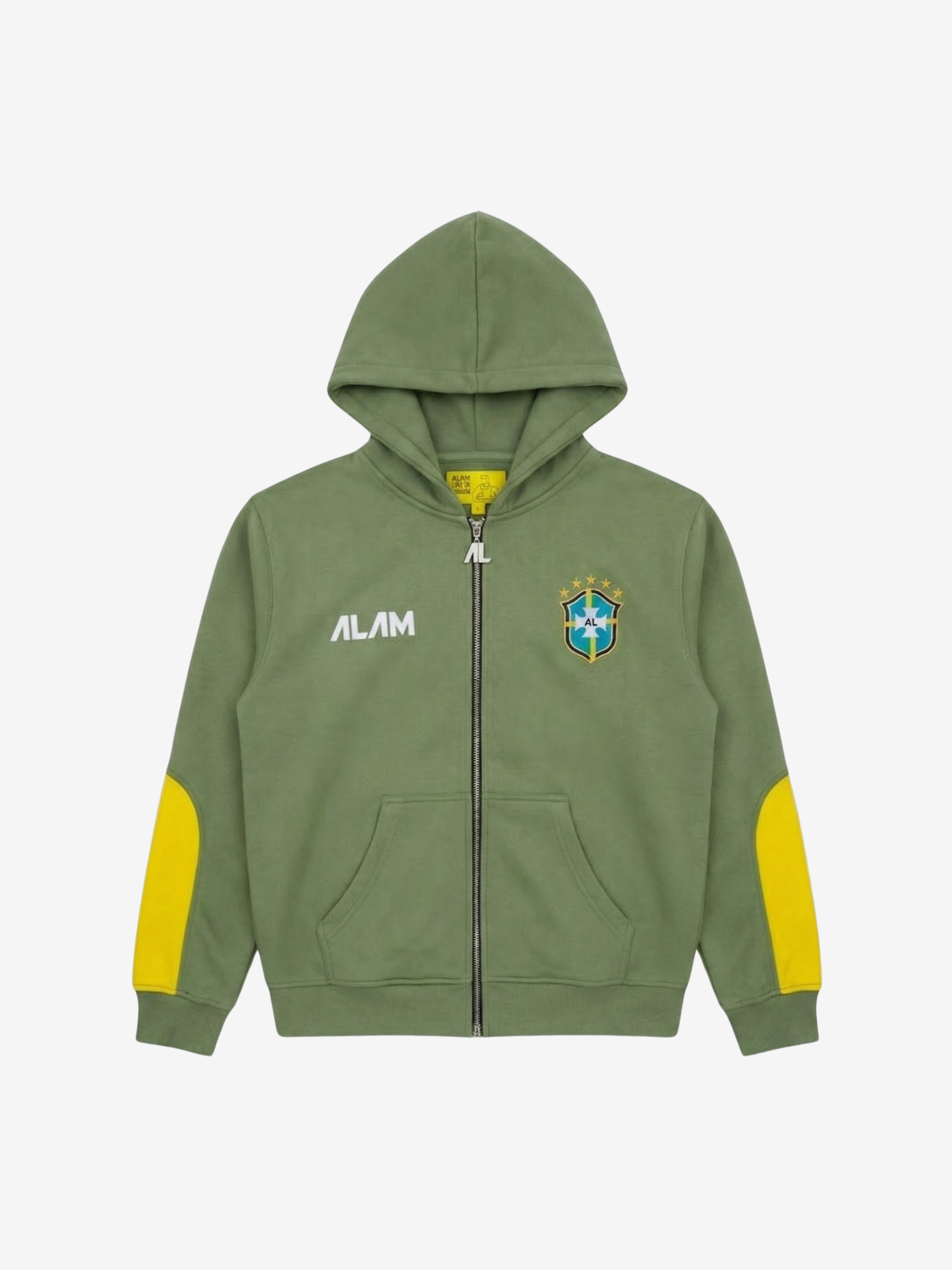 ALAM BRAZIL ZIP UP HOODIE FOREST GREEN – alamlondon