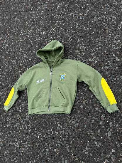 ALAM BRAZIL ZIP UP HOODIE FOREST GREEN