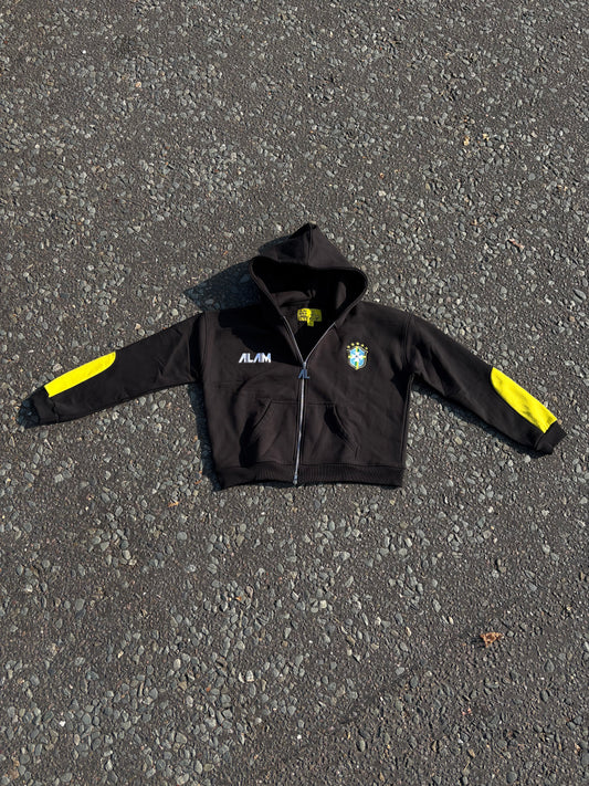 ALAM BRAZIL ZIP UP HOODIE BLACK