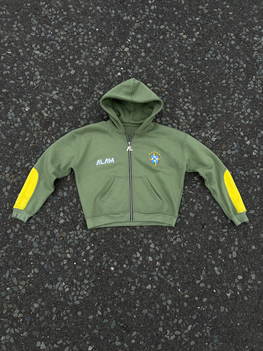 ALAM BRAZIL ZIP UP HOODIE FOREST GREEN