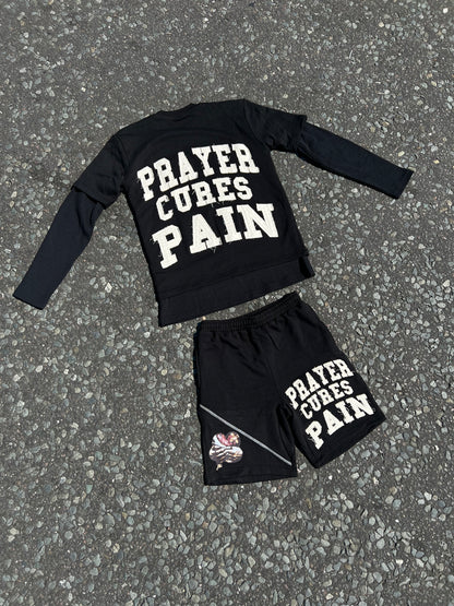 PRAYER CURES PAIN SHORTS BLACK