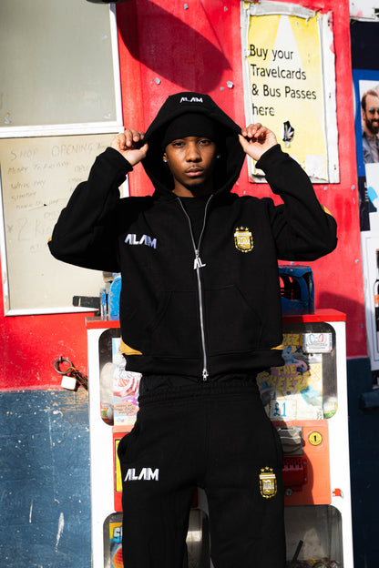 ALAM ARGENTINA ZIP UP HOODIE BLACK