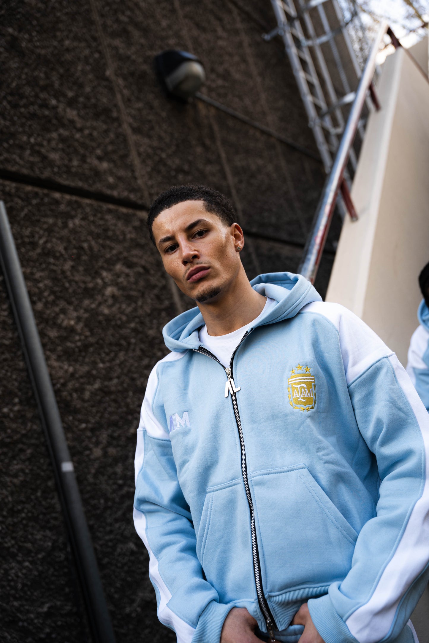 ALAM ARGENTINA ZIP UP HOODIE BABY BLUE