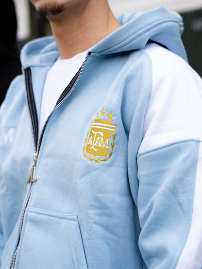 ALAM ARGENTINA ZIP UP HOODIE BABY BLUE