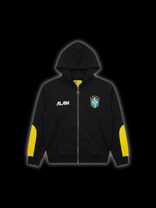 ALAM BRAZIL ZIP UP HOODIE BLACK