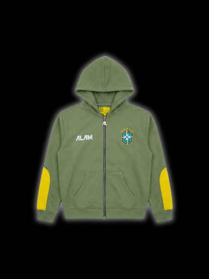 ALAM BRAZIL ZIP UP HOODIE FOREST GREEN