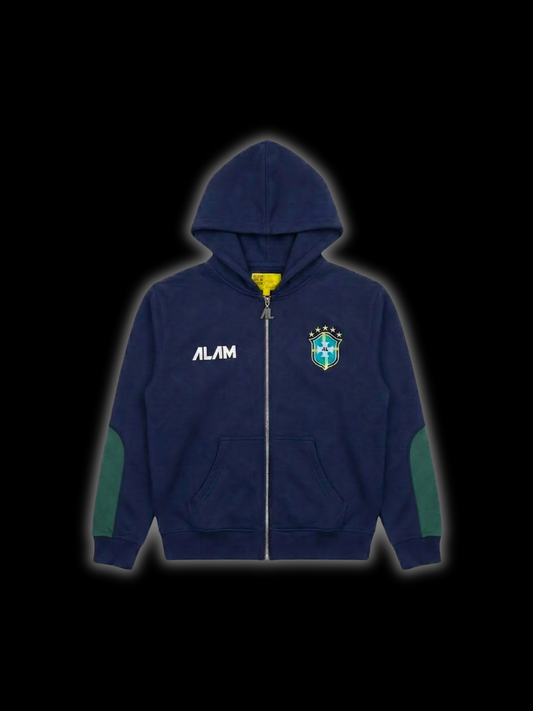 ALAM BRAZIL ZIP UP HOODIE NAVY