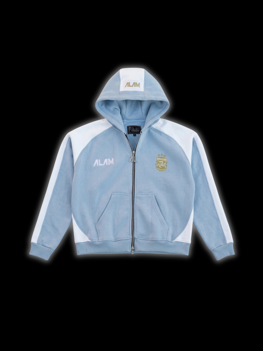 ALAM ARGENTINA ZIP UP HOODIE BABY BLUE