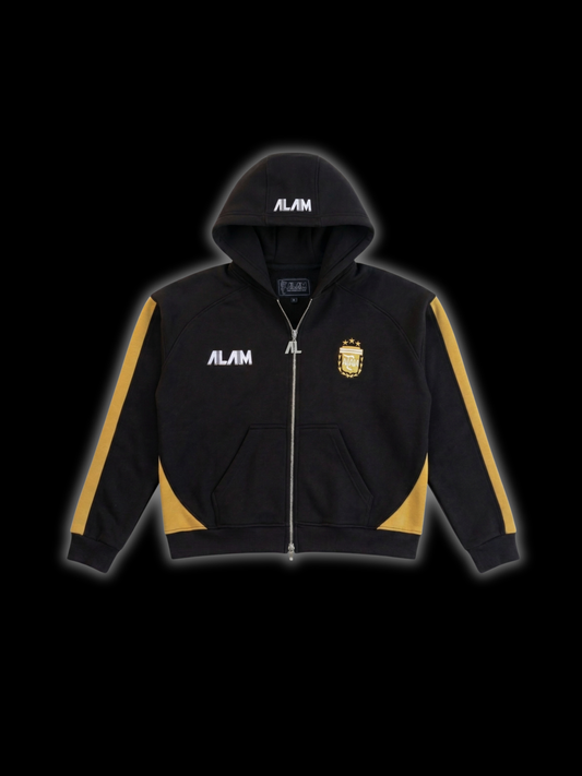 ALAM ARGENTINA ZIP UP HOODIE BLACK
