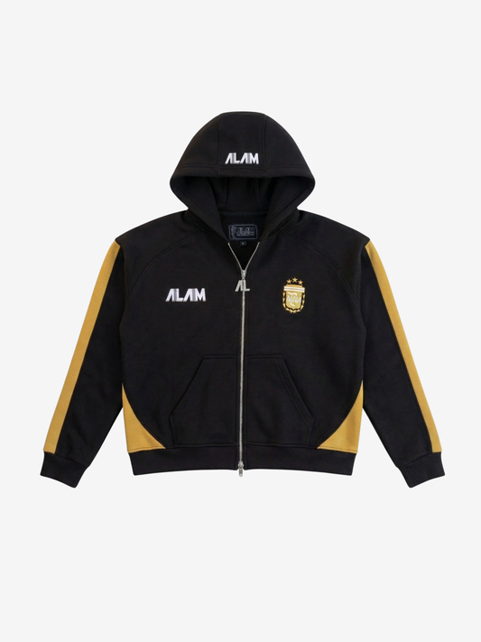ALAM ARGENTINA ZIP UP HOODIE BLACK
