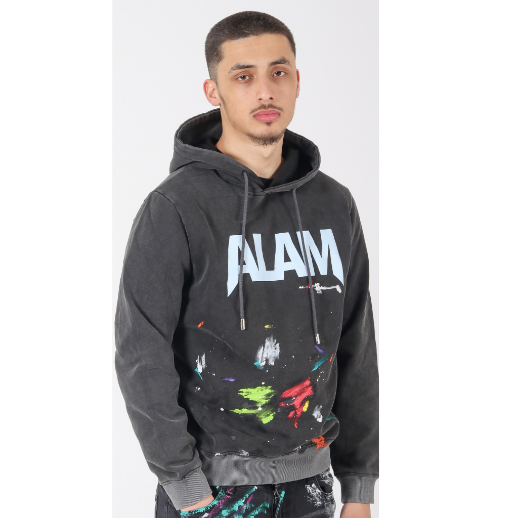 ALAM Paint Splatter Hoodie / Acid Grey